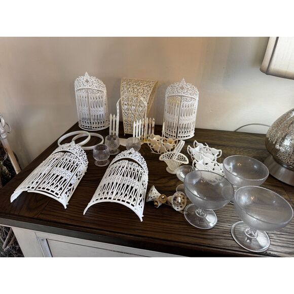 Lot of vintage wedding cake decorating pieces, wedding decor items - Picture 12 of 13